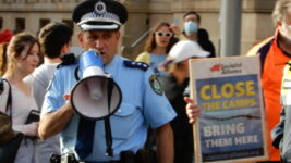 Police on megaphone