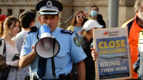 Police on megaphone