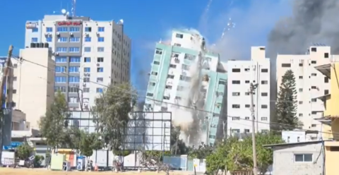 Gaza press tower collapse