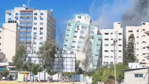 Gaza press tower collapse