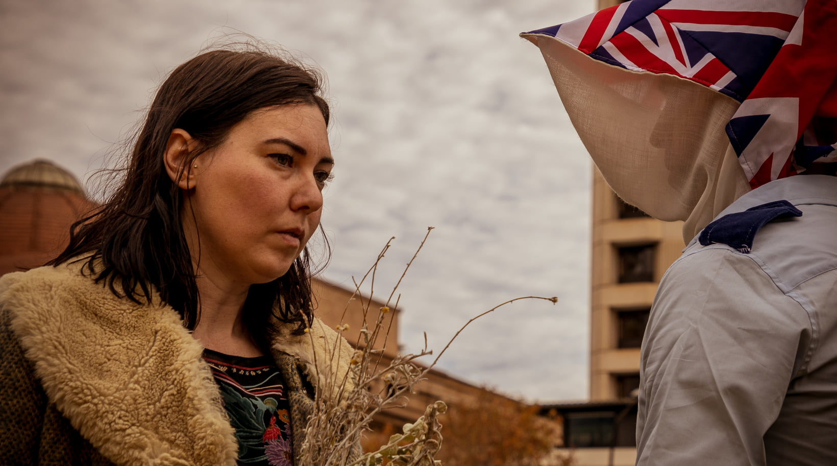 Melbourne Law School senior fellow Dr Amanda Porter at a recent demonstration against the use of spit hoods in South Australian prisons. Photo credit Melbourne-based movement photographer Charande Singh