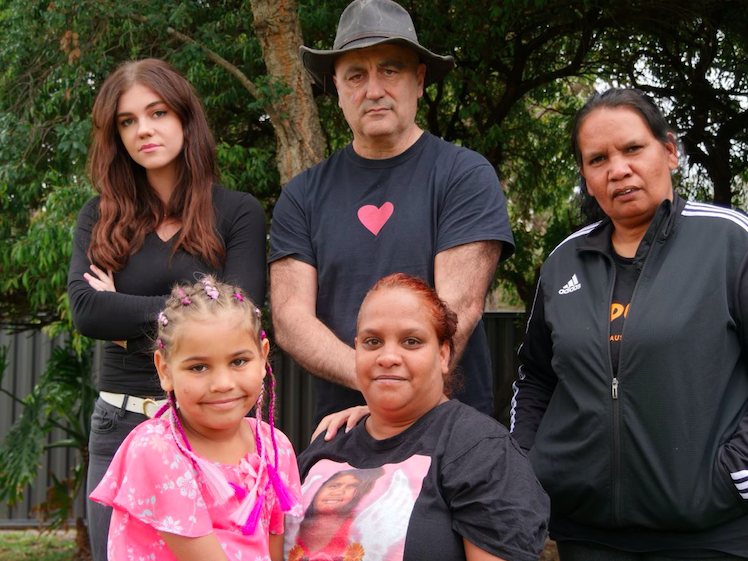 Some members of the National Suicide Prevention and Trauma Recovery Project. From the left is Connie Georgatos, Gerry Georgatos and Megan Krakouer. Seated in the front is Samantha Wilson with her daughter