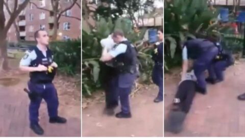 Police officer assaulting teenager