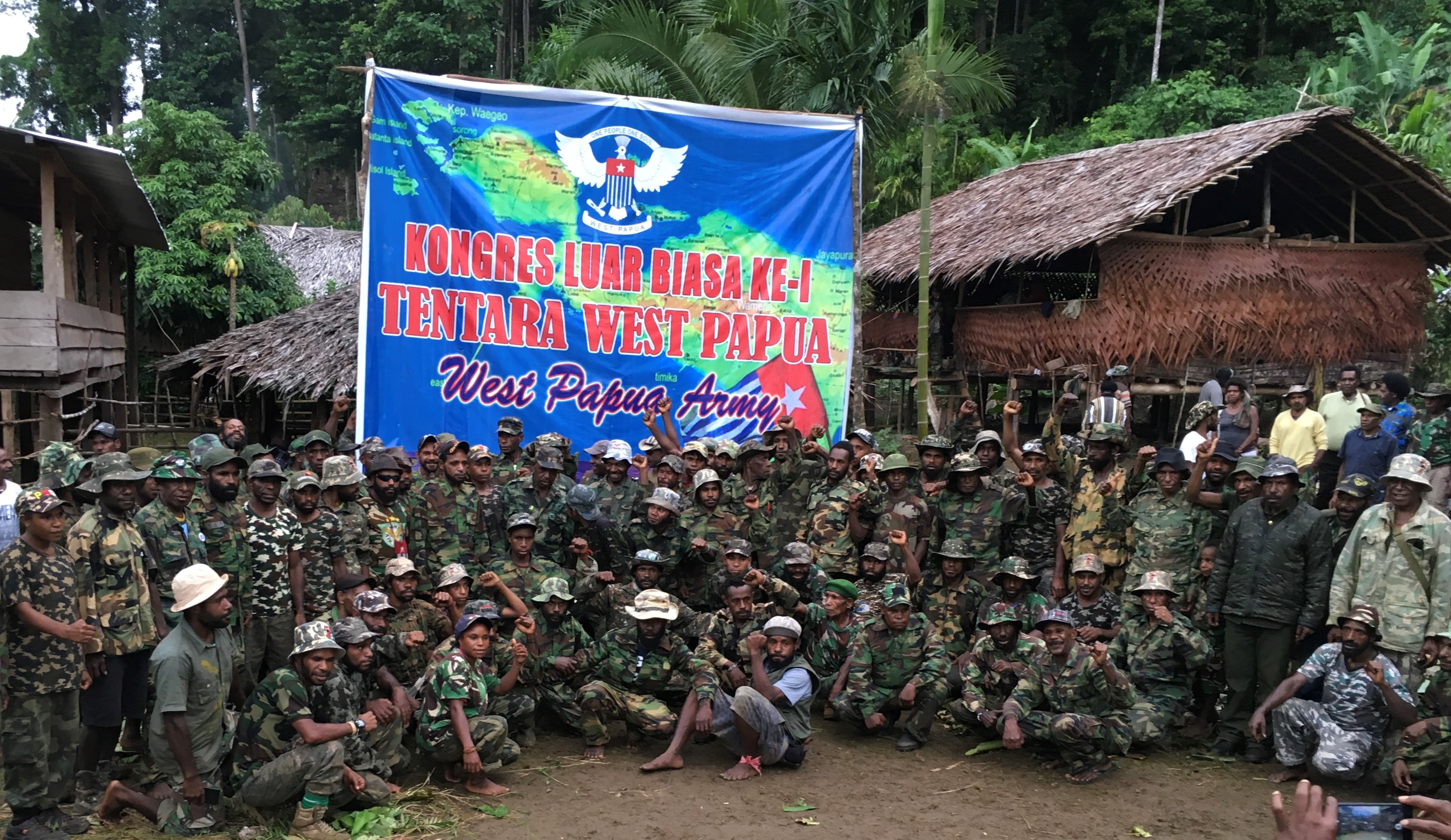 Troops of the West Papua Army gathered for the signing of the 2019 Vanimo Border Declaration