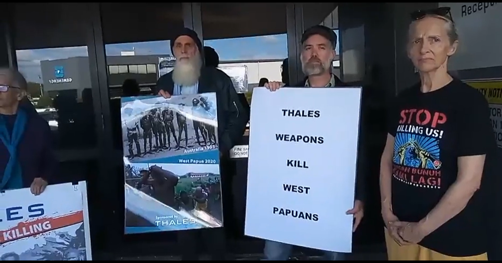 Make West Papua Safe activists demonstrate on Thales’ doorstep