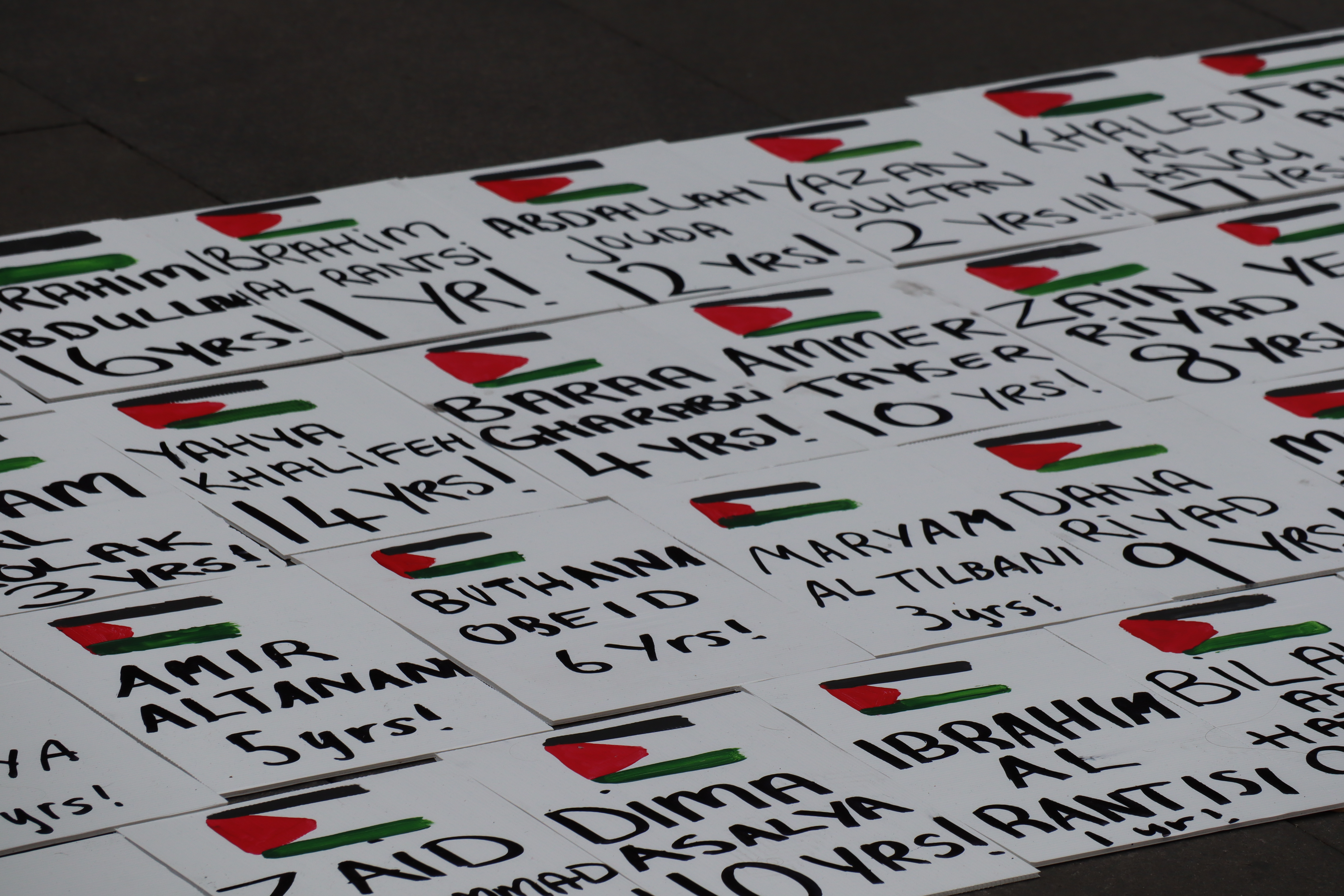 The names of Palestinian children killed in the latest conflict