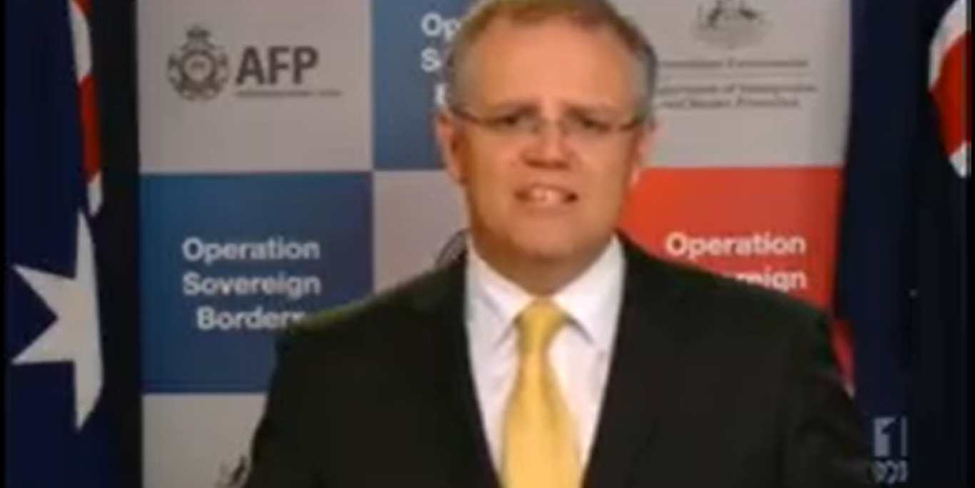 Screenshot of a younger Scott Morrison welcoming asylum seekers to indefinite offshore detention