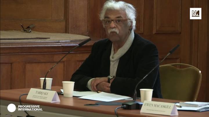 Screenshot of Tariq Ali taken from the footage of the Belmarsh Tribunal proceedings