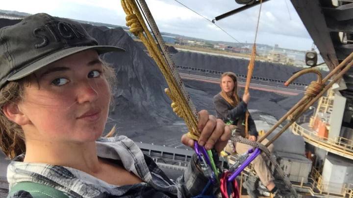 Two Blockade Australia activists abseiled onto the coal port’s machinery on 17 November, again shutting down operations