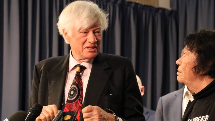 Barrister Geoffrey Robertson QC with Aunty Leetona Dungay