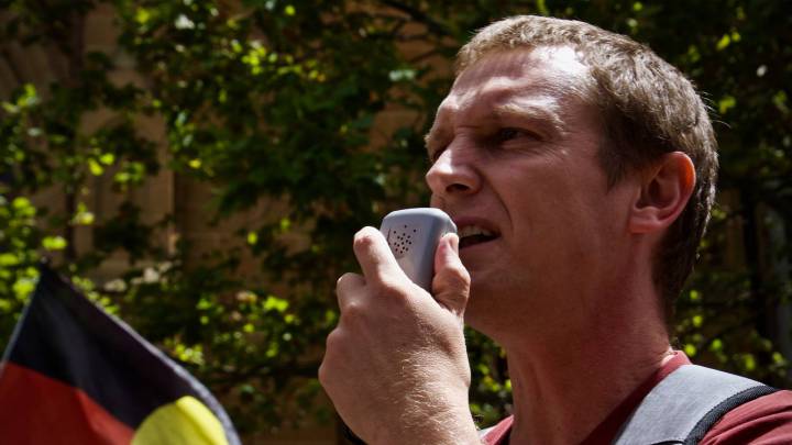 Gibson is an ardent anti-racist activist, First Nations rights supporter and he is a member of socialist group Solidarity. Photo credit Melbourne-based movement photographer Charandev Singh