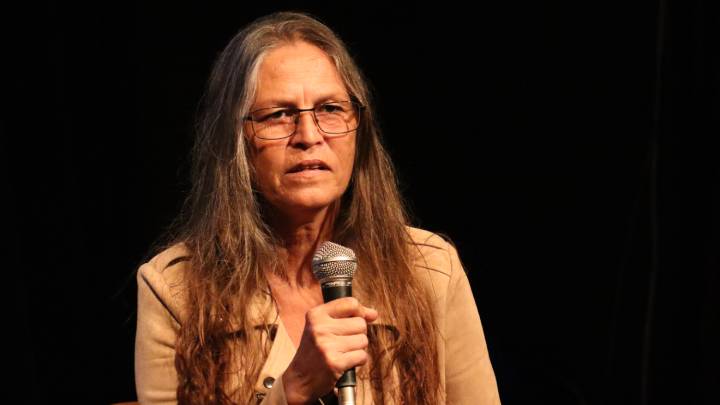 Gomeroi elder Aunty Deborah Briggs speaks at the documentary launch