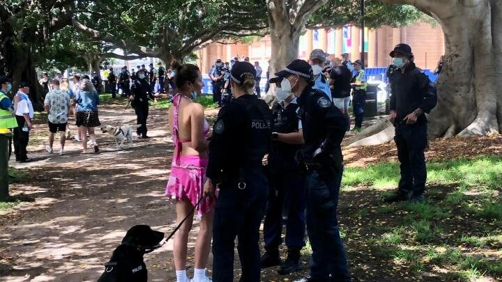 Police quizzing Field Day 2022 patrons on New Year’s Day. Photo credit: Unharm employee Bruce Knobloch