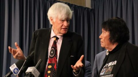 Aunty Leetona Dungay and human rights barrister Geoffrey Robertson announced the David Dungay case being taken to the UN Human Rights Commission in June 2021