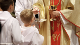 Priest and children