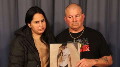 Ricky Hampson Senior and Anita Chatfield display the last photo of Dougie