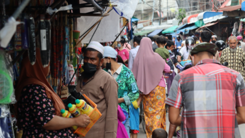 Mae Sot morning street market leads from the centre of town into the Islamic district