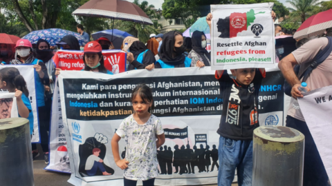 Protesting for refugee rights in Indonesia