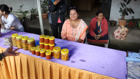 Business owners and rights representatives at the recent women-led marketplace in Kathmandu