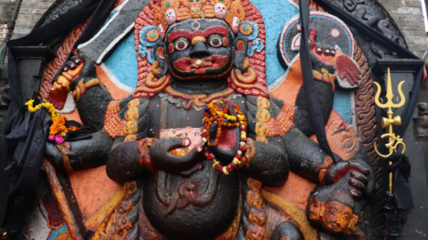 Durbar Square’s statue of Bhairava: a wrathful form of Shiva, representing annihilation