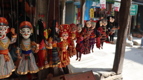 Hindu deities depicted in puppet form