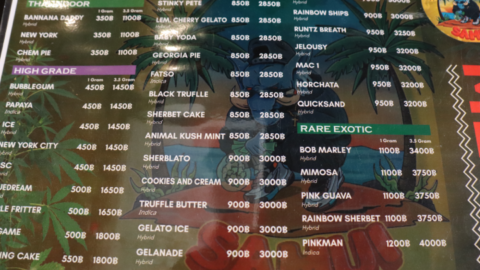 A menu of strains one store has on offer