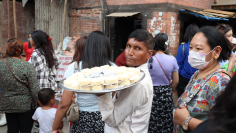 Mobile sweets, heavy with dairy and cardamon