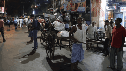 Although this photo doesn’t convey it, hand-pulled rickshaws come in handy during monsoons, especially when the streets flood, as they can get a client to their destination without them getting wet