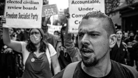 ISJA’s Dave Pollock at a 2021 Melbourne Black Lives Matter protest