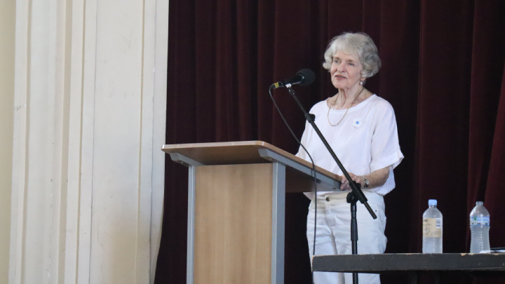 Australians for War Powers Reform president Dr Alison Broinowski speaking at the 19 March War or Peace meeting in Marrickville 