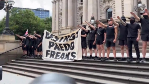 Nazis mobilise on the Melbourne streets. Photo from a Victorian Socialists Facebook post