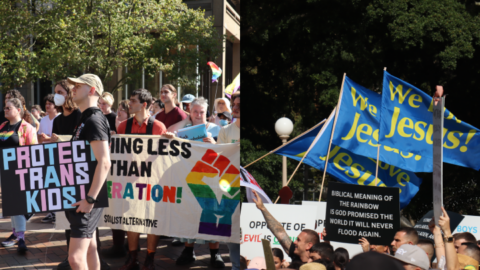 The MC at the Christian Lives Matter rally warned the crowd they weren’t there for violence about half a dozen times to begin proceedings