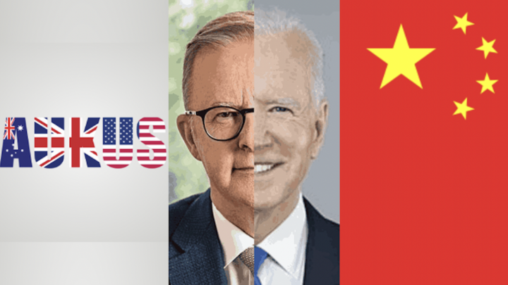 AUKUS China flags