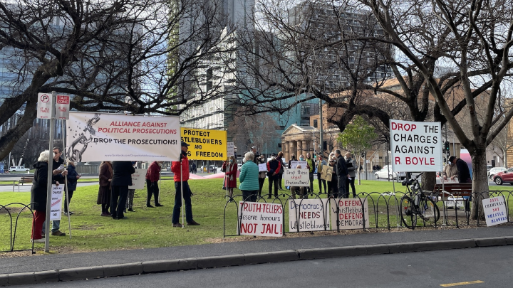 Australians Against Political Prosecutions rallies in support of ATO whistleblower Richard Boyle