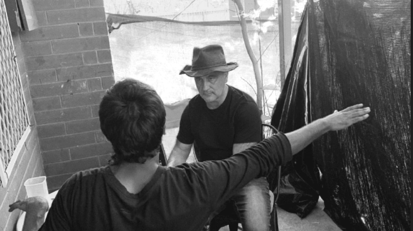 Prisoner reformer and abolitionist Gerry Georgatos speaking with one of the 700-odd Banksia Hill class action plaintiffs 