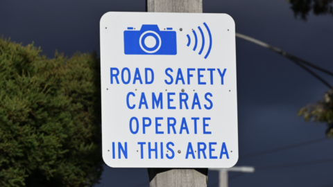 Road safety camera traffic sign