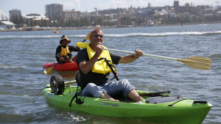 The writer on the water committing the now honourable act of getting arrested to save the planet. Photo credit Green Left Weekly journalist Alex Banbridge