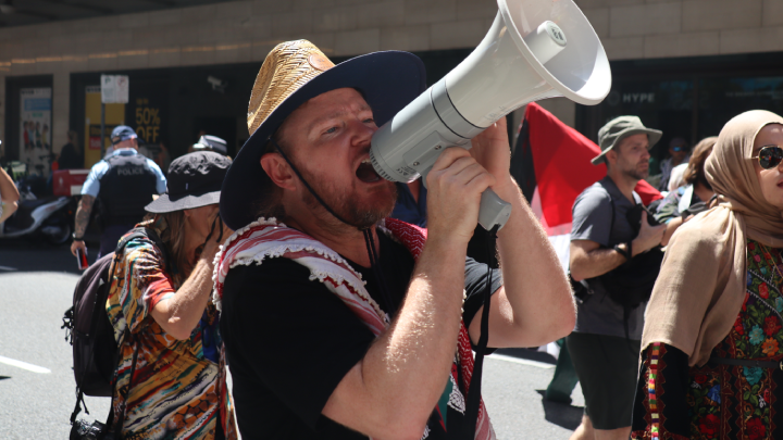 Palestine Action Group’s Josh Lees put the call out for the 26 January Invasion Day protest at Sydney’s Belmore Park
