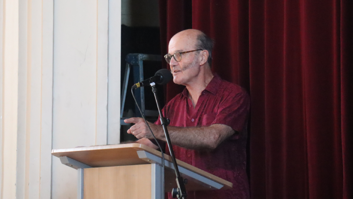Marrickville Peace Group convenor Nick Deane opens the Marrickville meeting last March 