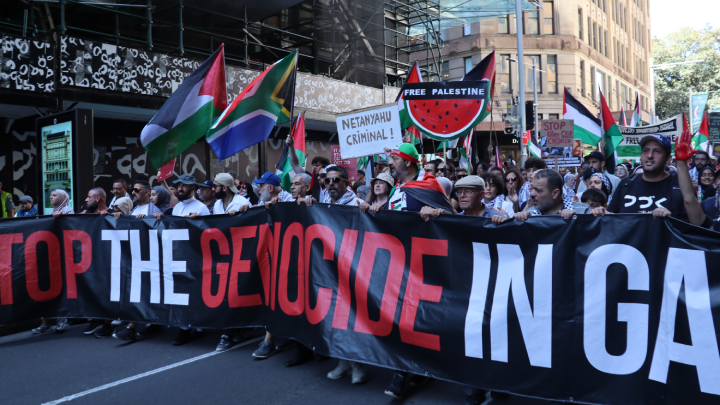 When the Palestine Action Group Gaza Ceasefire protest marches through the centre of Sydney city – going on 20 weeks now – it’s a breathtaking sea of humanity