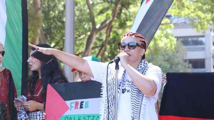 “Albanese is supposed to be the leader of this nation and he is supporting the murdering-killing of innocent civilians, we will not stand here silent,” said Gumbaynggirr Dunghutti Bundjalung woman Lizzy Jarrett