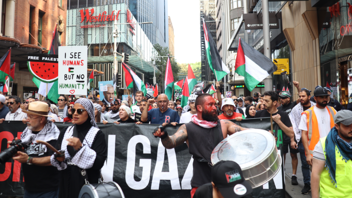 The drumming for Gaza made the Sydney CBD tremble on Sunday, for the 25th week in a row