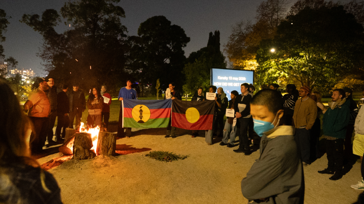 A 13 May 2025 event commemorating one year since the beginning of the Kanaky uprising. The event was held at Camp Sovereignty led by Uncle Robbie Thorpe, with a smoking ceremony to commemorate the Kanaky who have lost their lives during the uprising. Photo credit: Redsea Media Melbourne A 13 May 2025 event commemorating one year since the beginning of the Kanaky uprising. The event was held at Camp Sovereignty led by Uncle Robbie Thorpe, with a smoking ceremony to commemorate the Kanaky who have lost their lives during the uprising. Photo credit: Redsea Media Melbourne