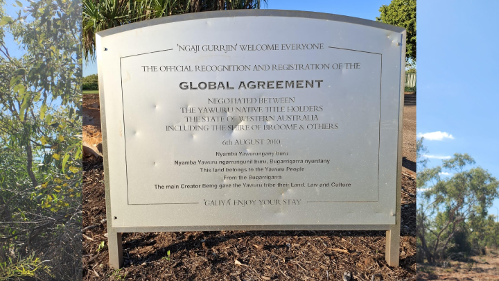 A sign announcing the 2010 Global Agreement A sign announcing the 2010 Global Agreement