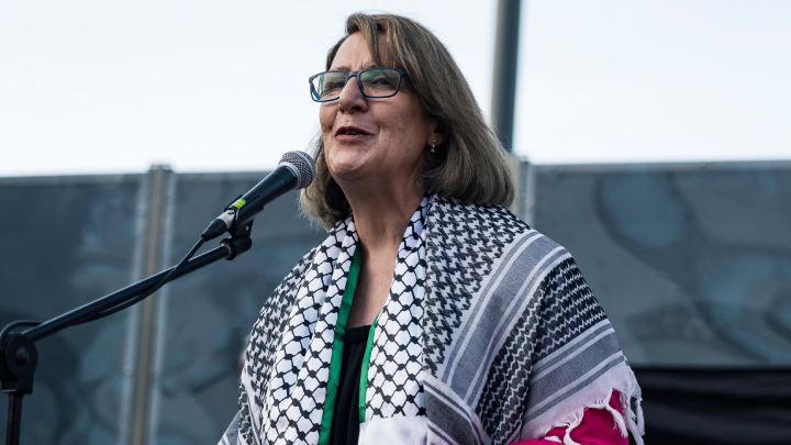 Greater Dandenong councillor Dr Rhonda Garad speaking at a rally calling for an end to the Israeli-perpetrated genocide in Gaza Greater Dandenong councillor Dr Rhonda Garad speaking at a rally calling for an end to the Israeli-perpetrated genocide in Gaza