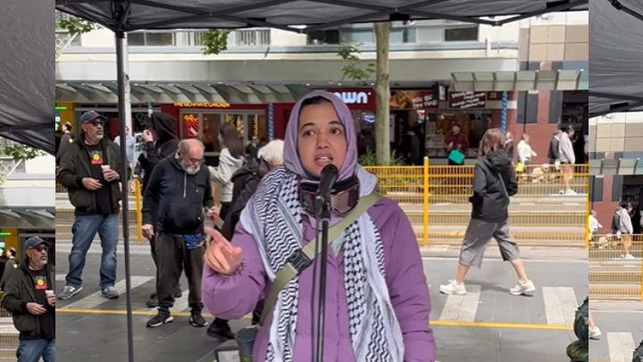 Palestinian organiser and academic Dr Tasnim Sammak speaking in Naarm on 30 November Palestinian organiser and academic Dr Tasnim Sammak speaking in Naarm on 30 November