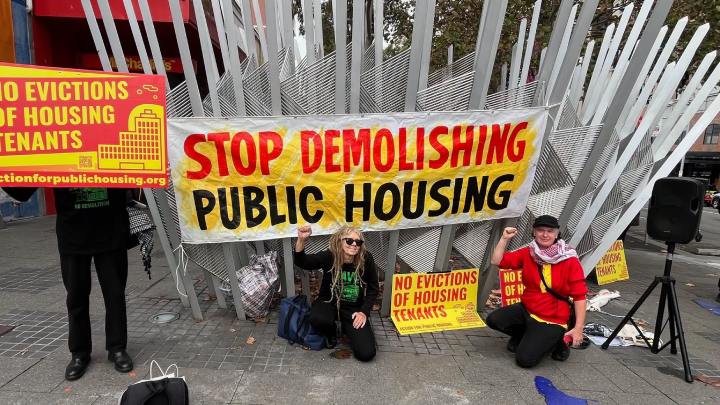 Waterloo Estate resident Karyn Brown and Socialist Alliance candidate for Heffon Rachel Evans