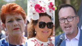 Gina Rinehart, Pauline Hanson and David Shoebridge