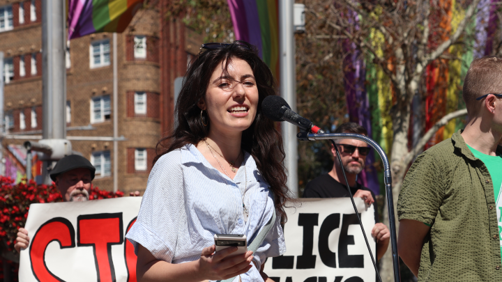 Greens Inner West councillor Izabella Antoniou told the crowd that the recent raids are representative of a broader shift in attitude