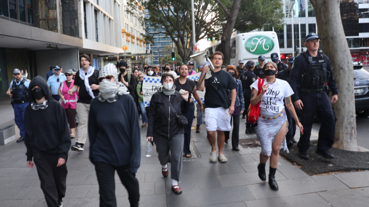 Watch the Cops protesters march up Liverpool Street on their way to AFP headquarters. Photo credit Paul Gregoire